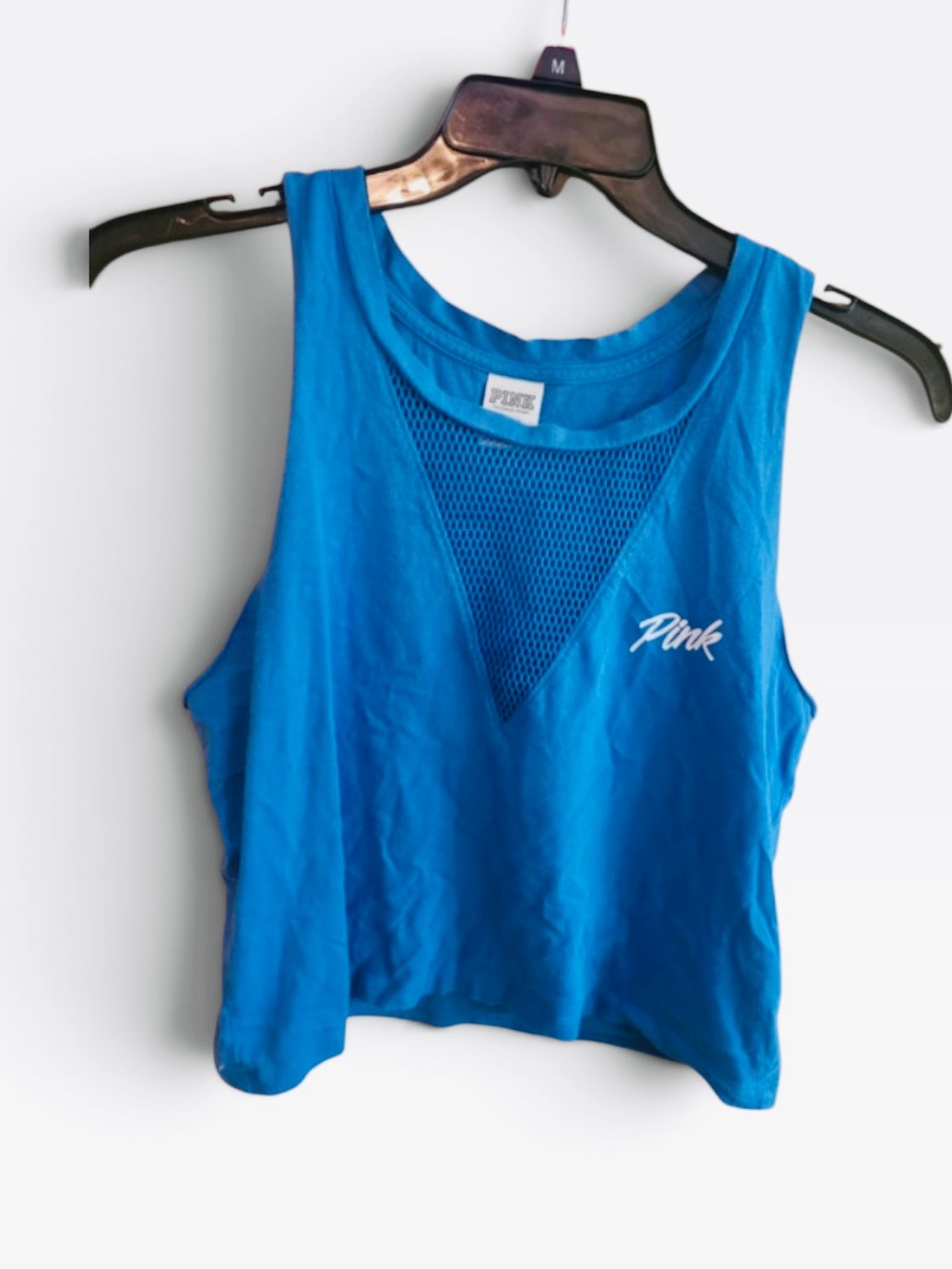 PINK Victoria's Secret Bright Blue Mesh-Insert Tank